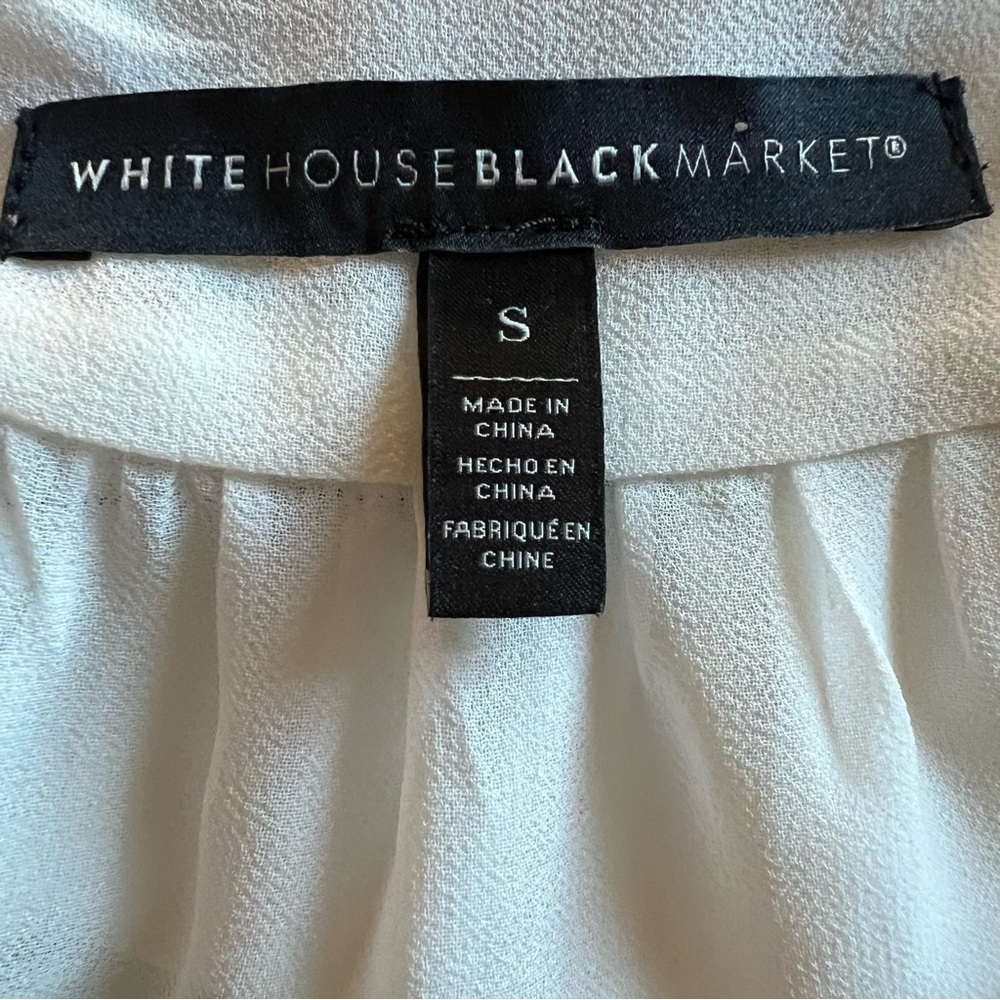 WHITE HOUSE BLACK MARKET TOP, Size S, White Satin Lined Camisole w/ Black Lace. - Picture 6 of 11